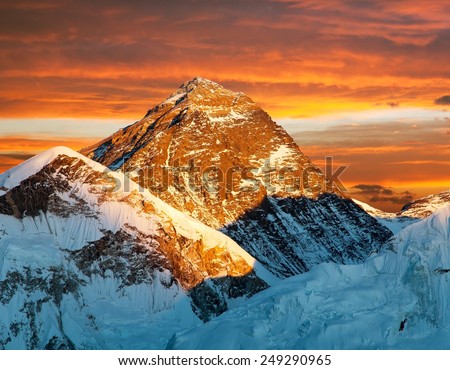 Evening view of Mount Everest from Kala Patthar with beautiful clouds- way to Everest base camp - Nepal