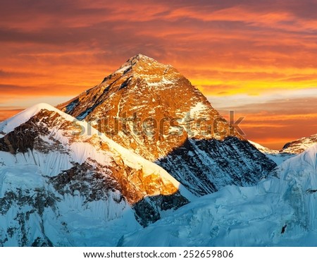 Evening view of Mount Everest from Kala Patthar with beautiful clouds- way to Everest base camp - Nepal