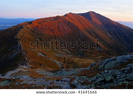 autumnal view from rohace mountains - west high tatra mountains- Slovakia