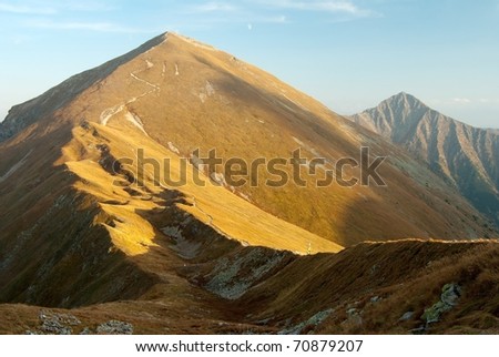 autumnal view from rohace mountains - west high tatra mountains- slovakia - europe