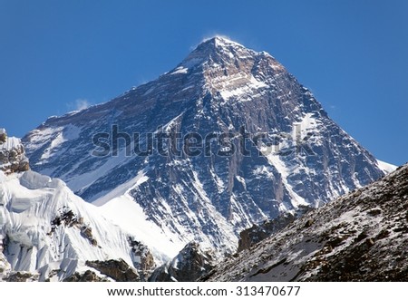 Top of Mount Everest from Gokyo valley - way to Everest base camp - Nepal