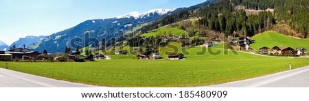 beautiful scenery of serpentine alps panorama in great valley