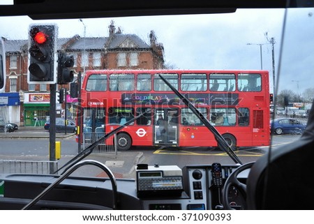 LONDON, THE UNITED KINDGOM, 26.01.2016 - London traffic with red Double decker in London, UK