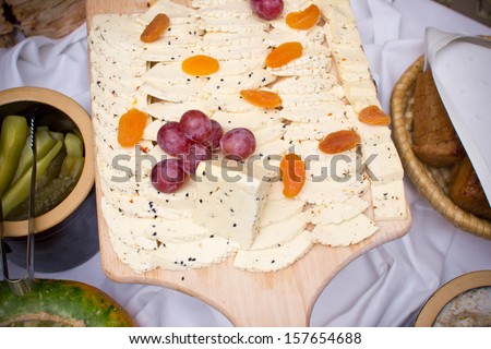 Cheese desk wedding with elegant grapes