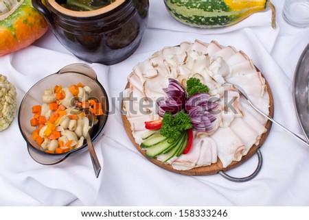 Wedding table decorated elegant food