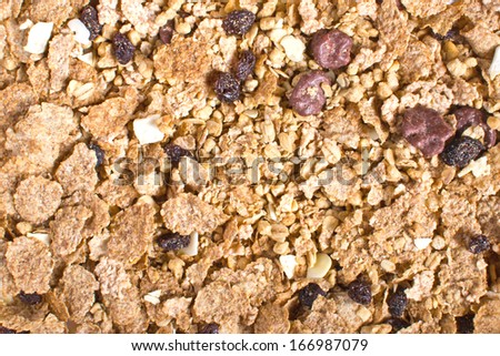 Cereal product, morning muesli texture