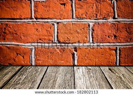 Grunge brick wall room.