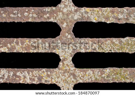 Grunge heavy metal drain grate texture.