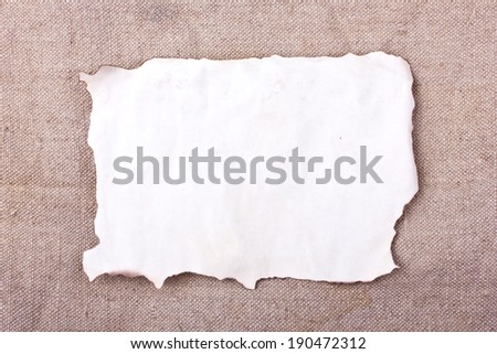 Empty white space with burned edges on vintage retro flour bag texture