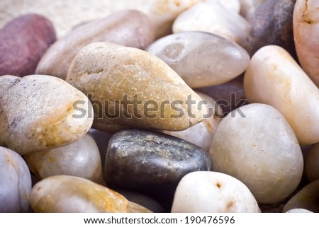 Sea shore rocks and stones indoor in studio.
