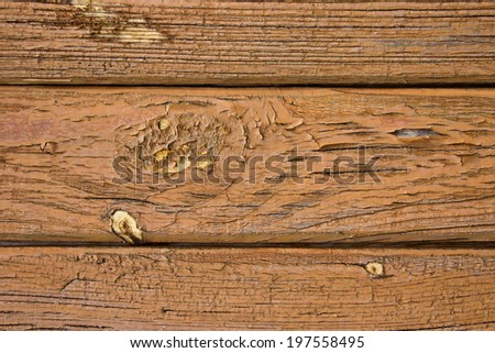 Wooden desks covered with brown paint texture.