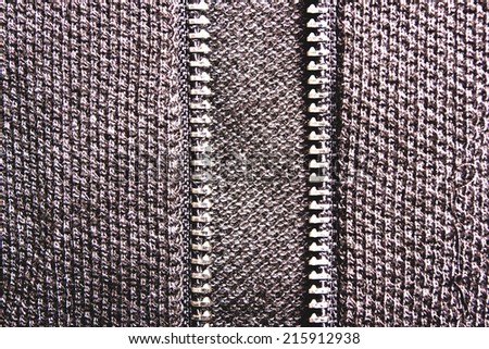 Gray blouse with metal zipper texture.