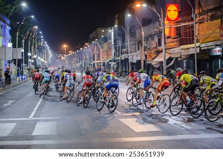 The world's first off-road bicycle race in the night Night Championships. Asian Championship on 10-13 February, 2015 at 22.00 - 24.00 hrs., Nakhon Ratchasima, korat, Thailand, Asia, korat velodrome