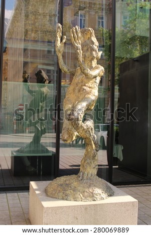 INNSBRUCK, AUSTRIA - MAY 17: An abstract human statue on Stainer Street on May 17, 2015 in Innsbruck.