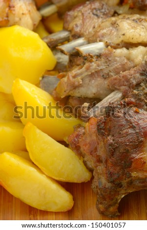 Baked potatoes with pork ribs