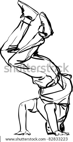 Boy guy dancing breakdance  black and white