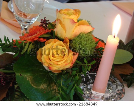 Decoration with candle in a fine restaurant