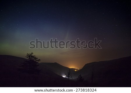 The northern lights over the Glengesh pass in Donegal, Ireland