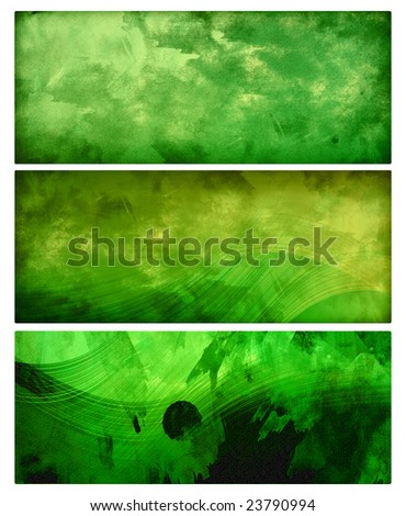 three green abstract grunge banners