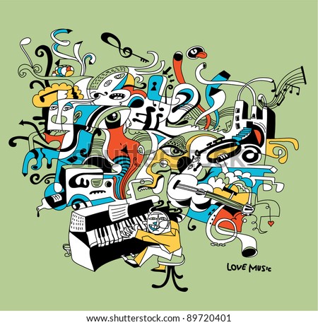 creative illustration of musician playing on piano abstract music concept creative illustration of musician playing on piano abstract music concept