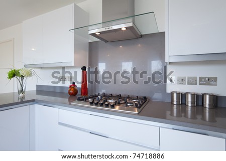 New fitted kitchen with built in gas hob and extractor