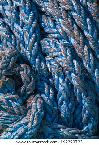 Marine ropes for texture background. Nylon nautical ropes  twisted on a roll.
