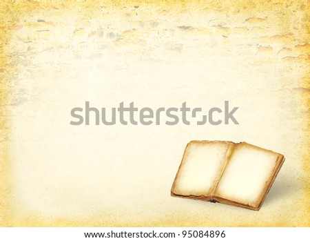 Open book and empty pages. Ancient blank pages of the history book on the grunge background. Antique book with empty paper background.