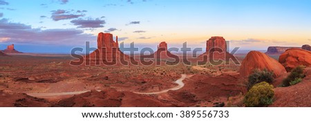 Sunset at Monument Valley Navajo Tribal Park in Arizona and Utah, United States of America