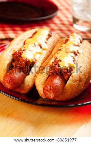 Perfect for the big game,  picnic, party or anytime, chili cheese dogs!