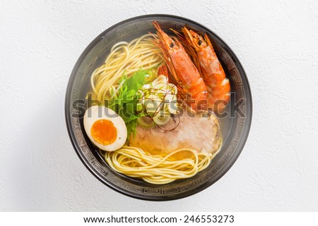 Prawns salt ramen asia style noodle food japan