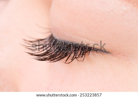 The false eyelashes Asian woman who is in condition to have closed the eyes