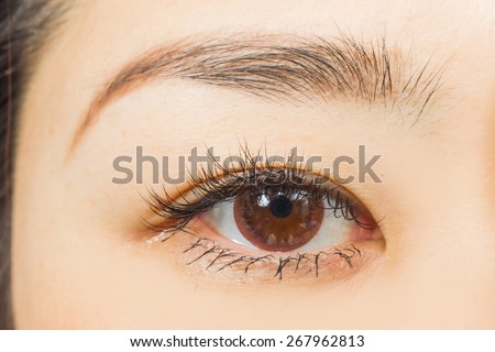 Colored contact lenses and eyelashes extension