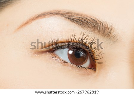 Colored contact lenses and eyelashes extension