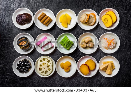 New Year holidays of material Japan of New Year dishes (Osechi)