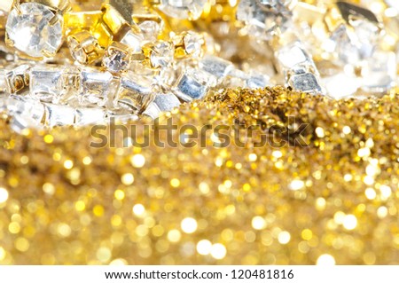 Precious treasure background. Gems and Gold