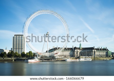 LONDON, UNITED KINGDOM - CIRCA NOVEMBER 2013:The eye Symbol of London. Blue sky