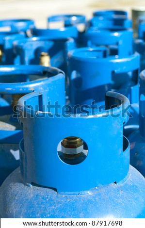 Blue gas balloons. Propane-butane