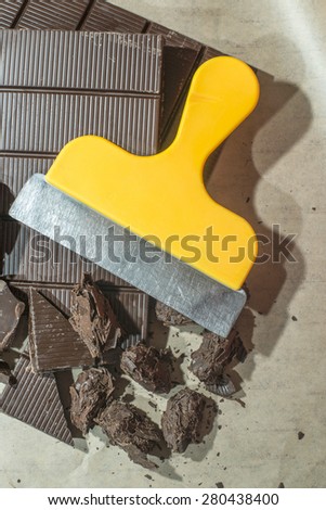 Tools for making chocolates. Chocolate bar