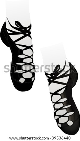 stock vector : Black soft Irish dancing shoes
