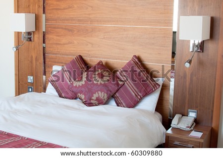 Luxurious bed in a hotel