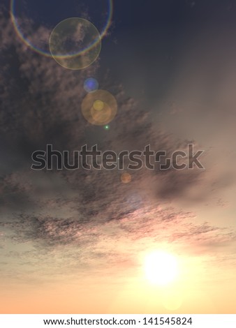 Concept or conceptual sunset or sunrise vertical background with the sun close to horizon as a metaphor for nature,finish,romantic,dramatic,light,evening ,morning,peace,atmosphere,weather or sunshine