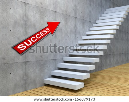 Concept or conceptual white stone or concrete stair or steps near a wall background with wood floor,metaphor to architecture,success,climb,business,staircase,stairway,rise,achievement,growth or future