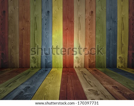 Concept or conceptual abstract multicolored or colorful old vintage grungy wood wall floor texture background as metaphor to retro,pattern,color,fun,paint,creative,art,dirty,decor,rough plank design