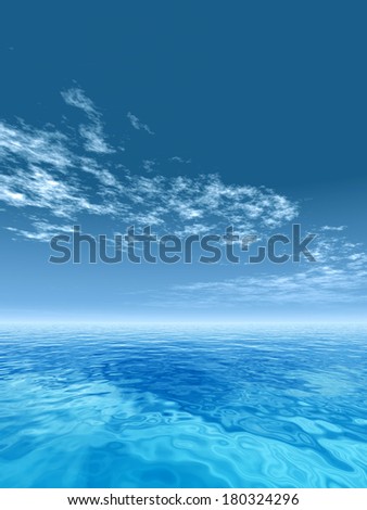 High resolution concept conceptual sea or ocean water waves, sky cloudscape exotic or paradise background, metaphor to nature, peace, summer, travel, tropical, tourism, environment, vacation holiday