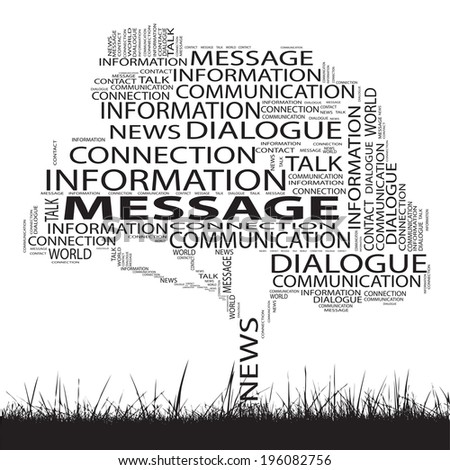 Concept or conceptual black tree and grass word cloud on white background, for communication, message, mail, relation, dialog, talk, report, contact, stair, climb, email, internet wordcloud