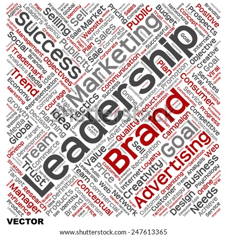 Vector concept or conceptual text word cloud isolated on background, metaphor to advertising, business, company, growth, corporate, identity, innovation, media, management, market, sale or trend value