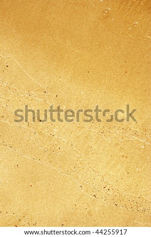 Golden sand background just brushed by a wave
