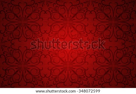 Conceptual red old paper background, made of grungy or vintage texture stained dirty surface banner ideal for holiday, Christmas, decoration retro design with a pattern, decoration or ornament printed