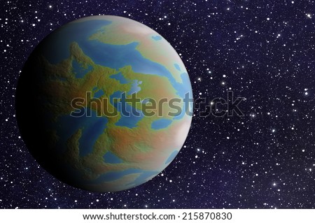 earth planet with one side shadow on cosmos stars backgroundsÃ?Â?? This is no nasa photo, this is render image.