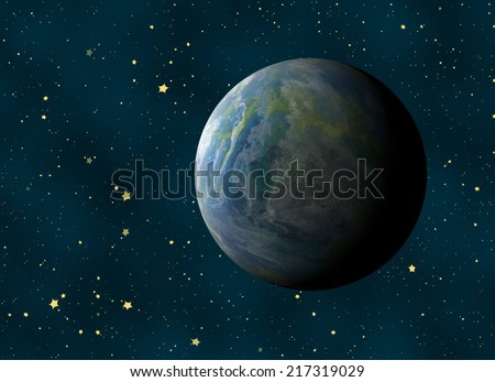 earth planet on a many cosmos stars backgrounds. This is no nasa photo, this is render image